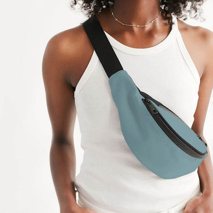 Medium-Light Fully-Muted Cyan Belt Bag (C-FM-ML) - Woman Front CloseUp