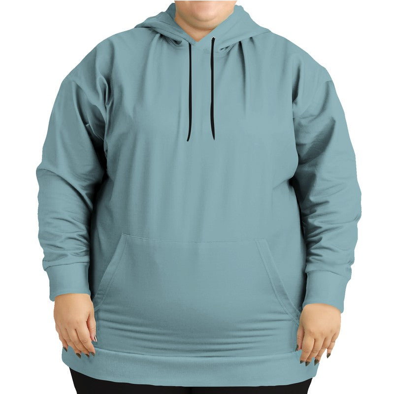 Medium-Light Fully-Muted Cyan Hoodie PLUS (C-FM-ML) - Woman Front PLUS