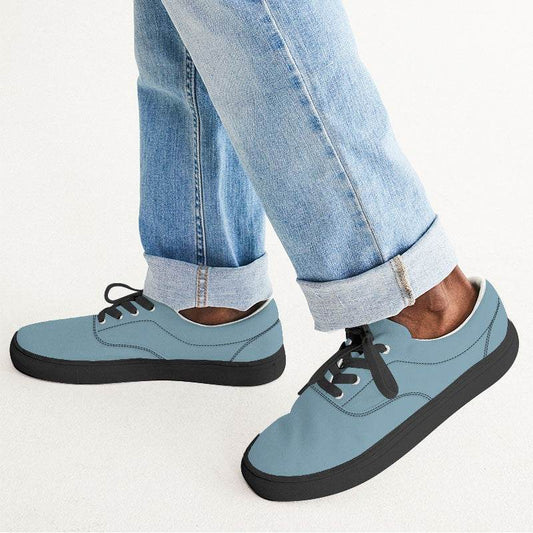 Medium-Light Fully-Muted Cyan Men's Canvas Sneakers (BC2-FM-ML) - Man CloseUp