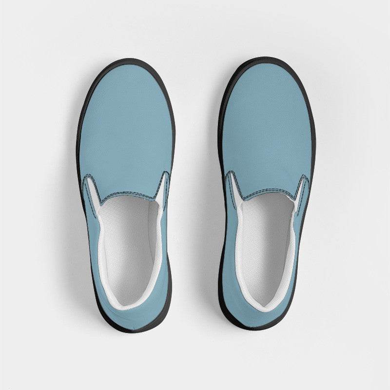Medium-Light Fully-Muted Cyan Women's Slip-On Canvas Sneakers (BC2-FM-ML) - Top