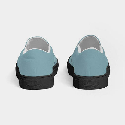 Medium-Light Fully-Muted Cyan Women's Slip-On Canvas Sneakers (C-FM-ML) - Back