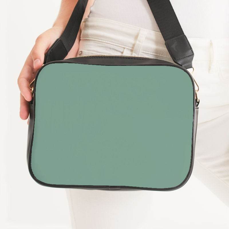 Medium-Light Fully-Muted Green Crossbody Bag (BGG2-FM-ML) - Woman Front CloseUp