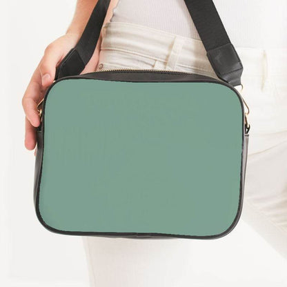 Medium-Light Fully-Muted Green Crossbody Bag (BGG2-FM-ML) - Woman Front CloseUp