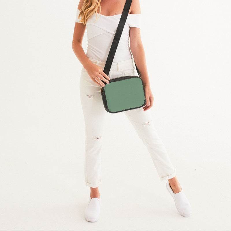 Medium-Light Fully-Muted Green Crossbody Bag (G-FM-ML) - Woman Front