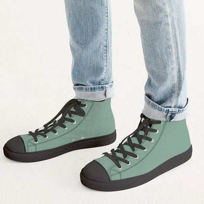 Medium-Light Fully-Muted Green Men's High-Top Canvas Sneakers (BGG2-FM-ML) - Man CloseUp