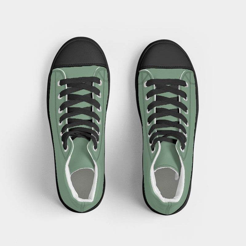 Medium-Light Fully-Muted Green Women's High-Top Canvas Sneakers (G-FM-ML) - Top
