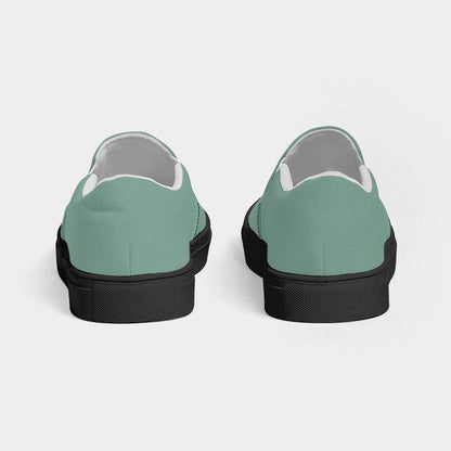 Medium-Light Fully-Muted Green Women's Slip-On Canvas Sneakers (BGG2-FM-ML) - Back