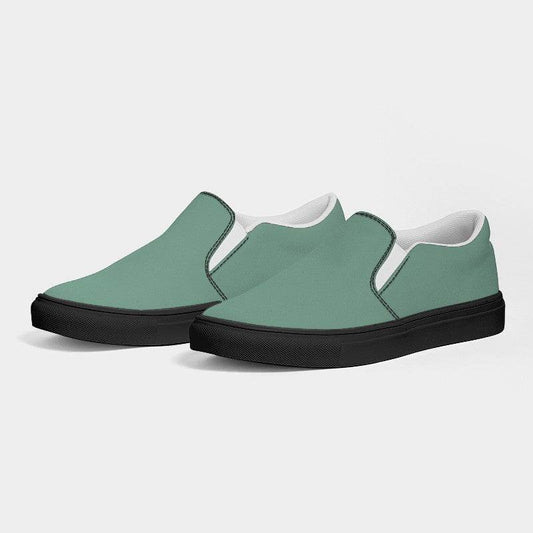 Medium-Light Fully-Muted Green Women's Slip-On Canvas Sneakers (BGG2-FM-ML) - Side 3