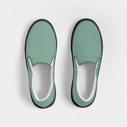 Medium-Light Fully-Muted Green Women's Slip-On Canvas Sneakers (BGG2-FM-ML) - Top