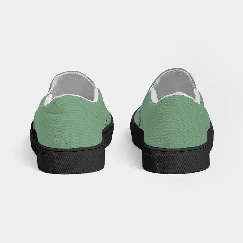 Medium-Light Fully-Muted Green Women's Slip-On Canvas Sneakers (G-FM-ML) - Back