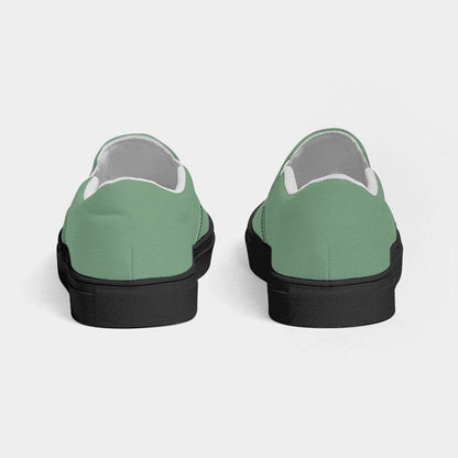 Medium-Light Fully-Muted Green Women's Slip-On Canvas Sneakers (G-FM-ML) - Back