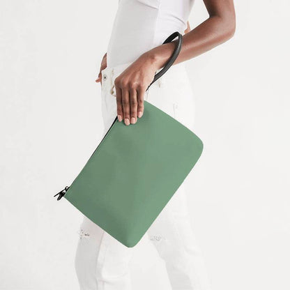 Medium-Light Fully-Muted Green Zip Pouch (G-FM-ML) - Side Holding