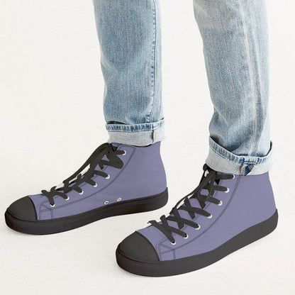 Medium-Light Fully-Muted Indigo Men's High-Top Canvas Sneakers (PUI2-FM-ML) - Man CloseUp