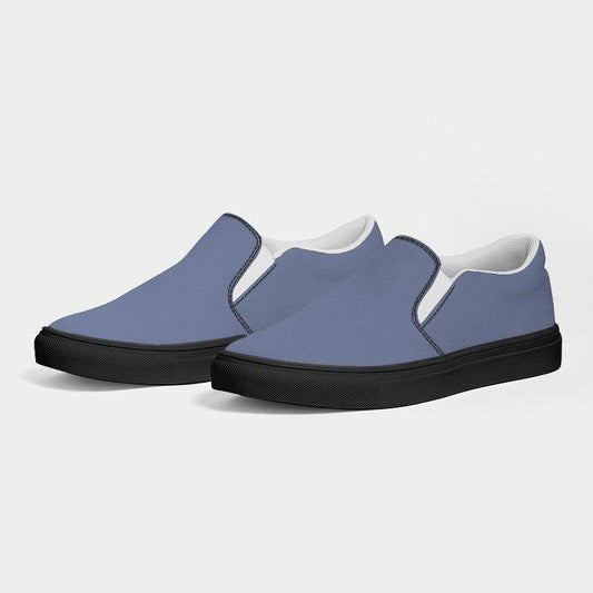 Medium-Light Fully-Muted Indigo Men's Slip-On Canvas Sneakers (I-FM-ML) - Side 3