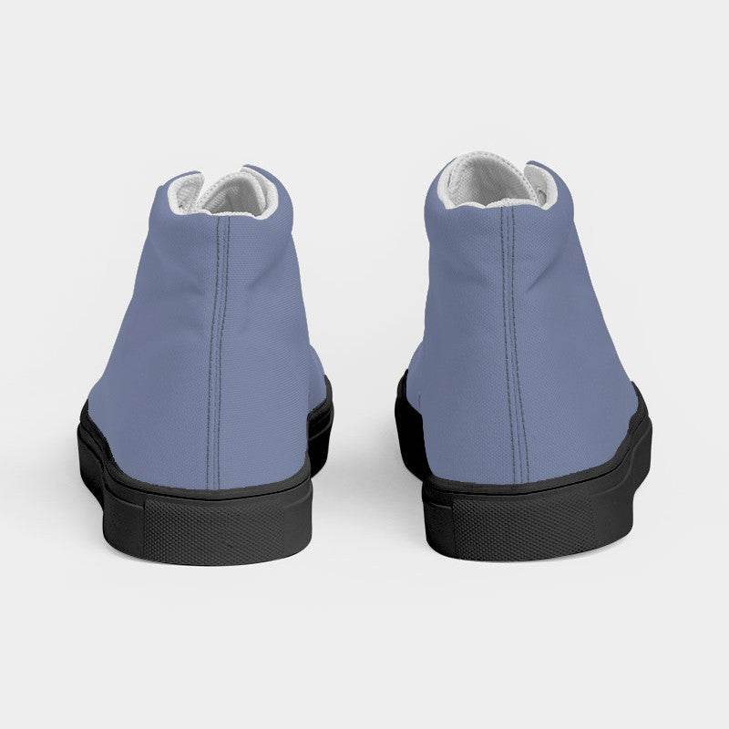 Medium-Light Fully-Muted Indigo Women's High-Top Canvas Sneakers (I-FM-ML) - Back