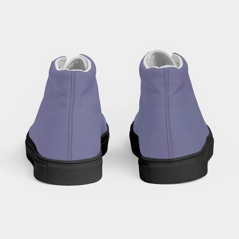 Medium-Light Fully-Muted Indigo Women's High-Top Canvas Sneakers (PUI2-FM-ML) - Back