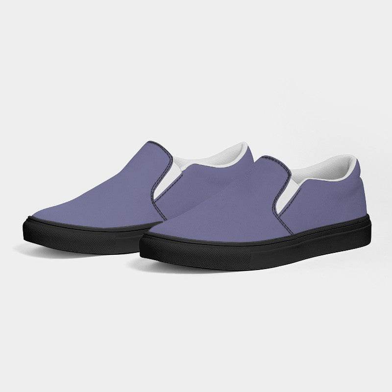Medium-Light Fully-Muted Indigo Women's Slip-On Canvas Sneakers (PUI2-FM-ML) - Side 3