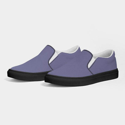 Medium-Light Fully-Muted Indigo Women's Slip-On Canvas Sneakers (PUI2-FM-ML) - Side 3