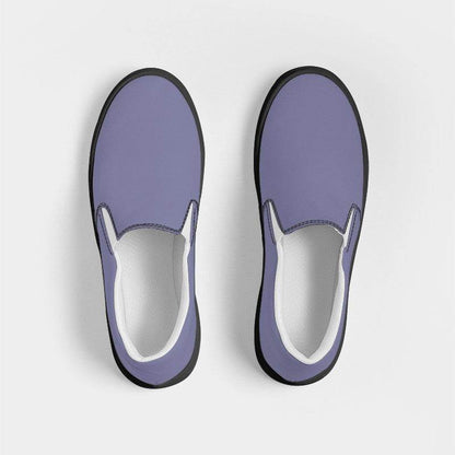 Medium-Light Fully-Muted Indigo Women's Slip-On Canvas Sneakers (PUI2-FM-ML) - Top