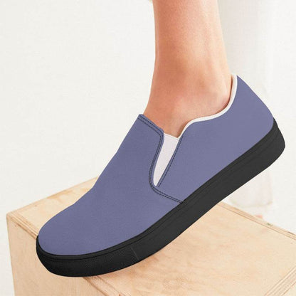 Medium-Light Fully-Muted Indigo Women's Slip-On Canvas Sneakers (PUI2-FM-ML) - Woman CloseUp