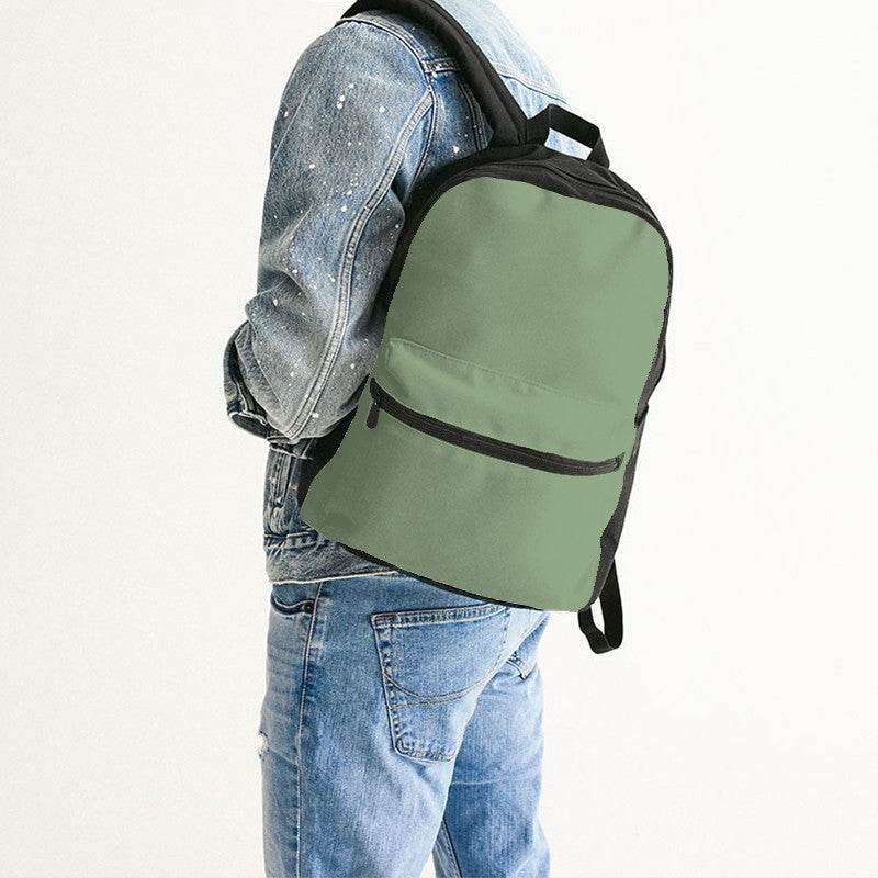 Medium-Light Fully-Muted Lime Canvas Backpack (GL2-FM-ML) - Man Back CloseUp