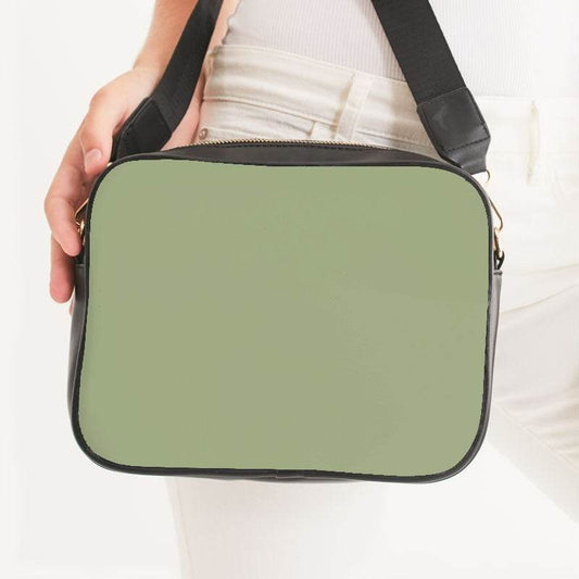 Medium-Light Fully-Muted Lime Crossbody Bag (L-FM-ML) - Woman Front CloseUp