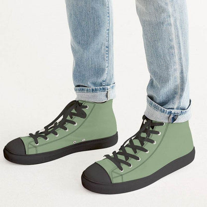 Medium-Light Fully-Muted Lime Men's High-Top Canvas Sneakers (GL2-FM-ML) - Man CloseUp
