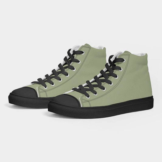 Medium-Light Fully-Muted Lime Men's High-Top Canvas Sneakers (L-FM-ML) - Side 3