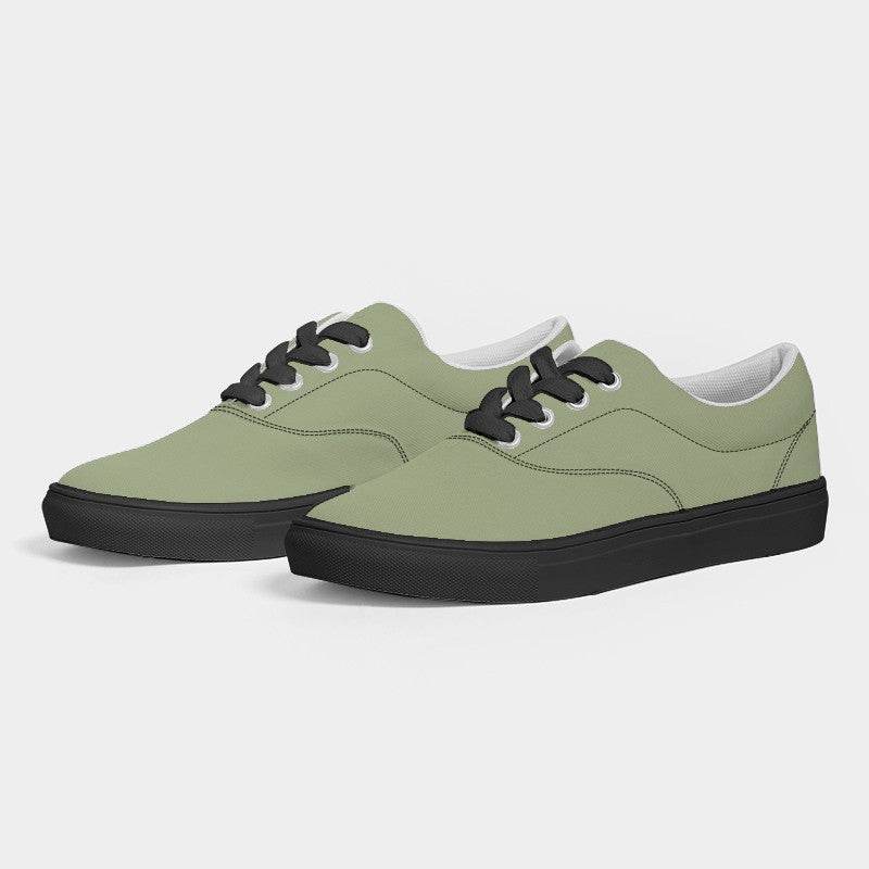 Medium-Light Fully-Muted Lime Women's Canvas Sneakers (L-FM-ML) - Side 3