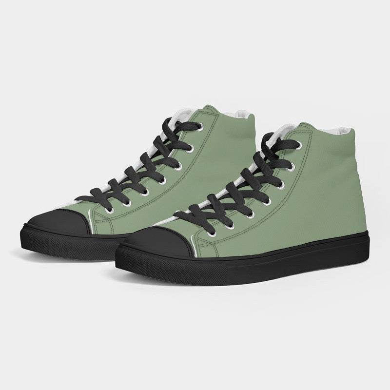 Medium-Light Fully-Muted Lime Women's High-Top Canvas Sneakers (GL2-FM-ML) - Side 3