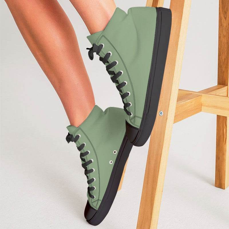Medium-Light Fully-Muted Lime Women's High-Top Canvas Sneakers (GL2-FM-ML) - Woman CloseUp