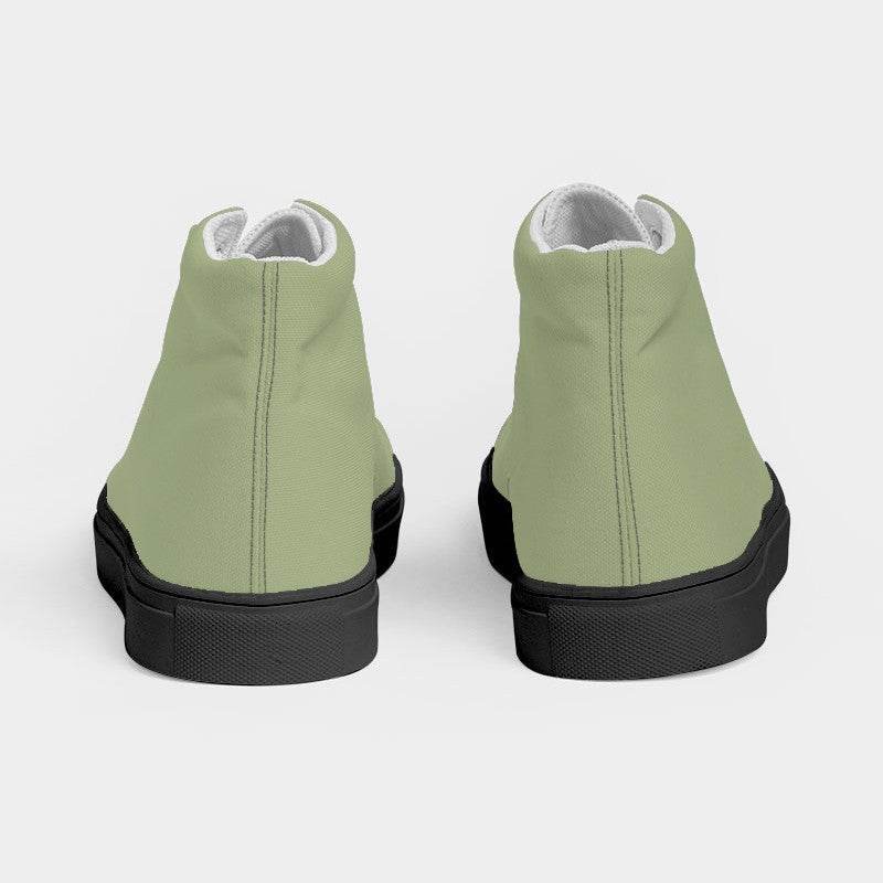Medium-Light Fully-Muted Lime Women's High-Top Canvas Sneakers (L-FM-ML) - Back