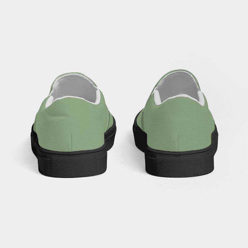 Medium-Light Fully-Muted Lime Women's Slip-On Canvas Sneakers (GL2-FM-ML) - Back