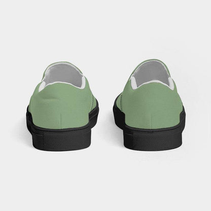 Medium-Light Fully-Muted Lime Women's Slip-On Canvas Sneakers (GL2-FM-ML) - Back