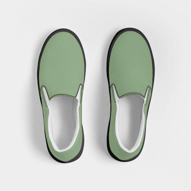 Medium-Light Fully-Muted Lime Women's Slip-On Canvas Sneakers (GL2-FM-ML) - Top