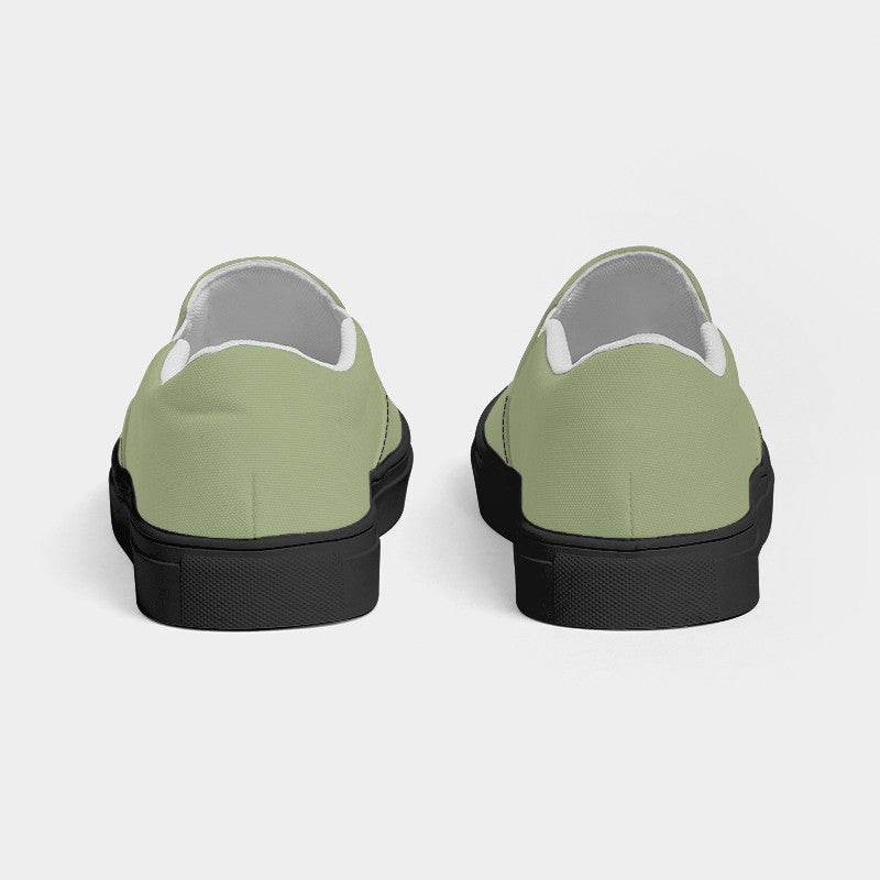 Medium-Light Fully-Muted Lime Women's Slip-On Canvas Sneakers (L-FM-ML) - Back