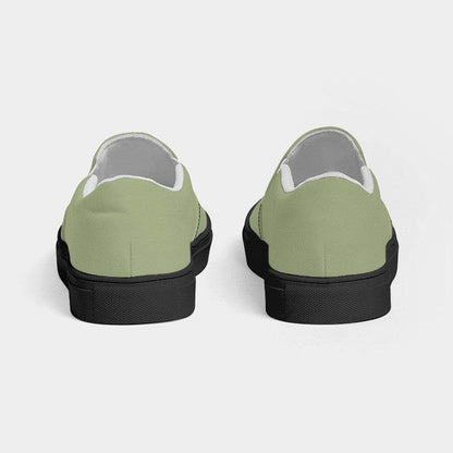 Medium-Light Fully-Muted Lime Women's Slip-On Canvas Sneakers (L-FM-ML) - Back