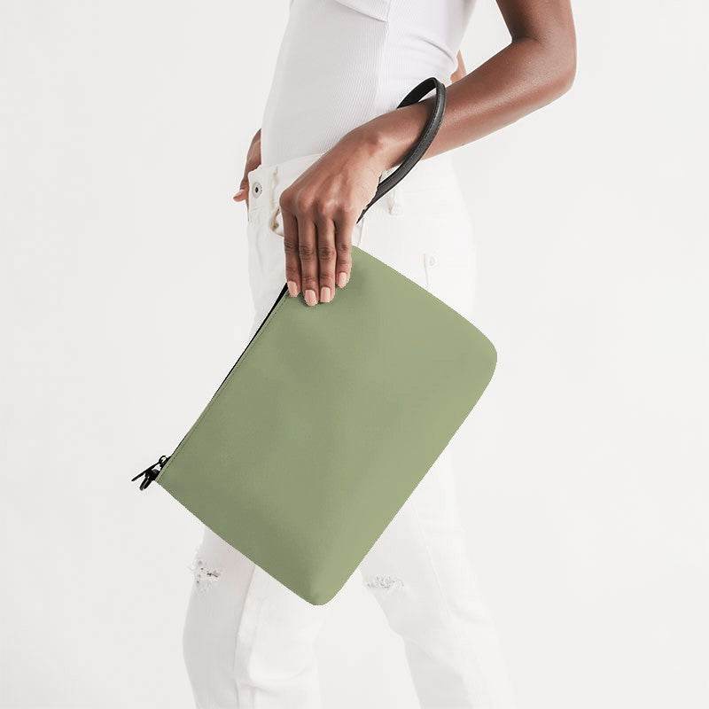 Medium-Light Fully-Muted Lime Zip Pouch (L-FM-ML) - Side Holding
