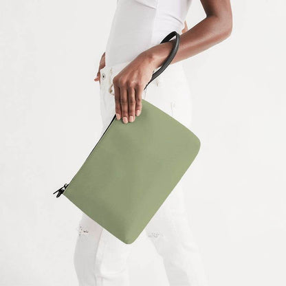 Medium-Light Fully-Muted Lime Zip Pouch (L-FM-ML) - Side Holding