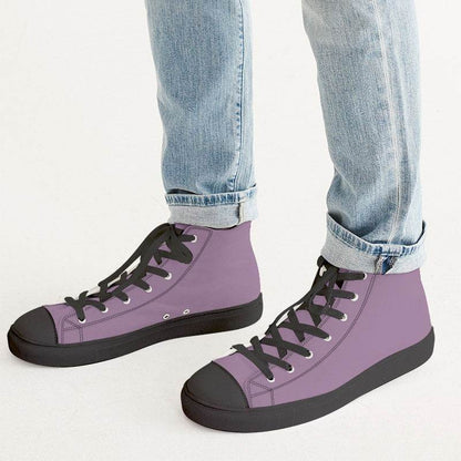 Medium-Light Fully-Muted Magenta Men's High-Top Canvas Sneakers (M-FM-ML) - Man CloseUp
