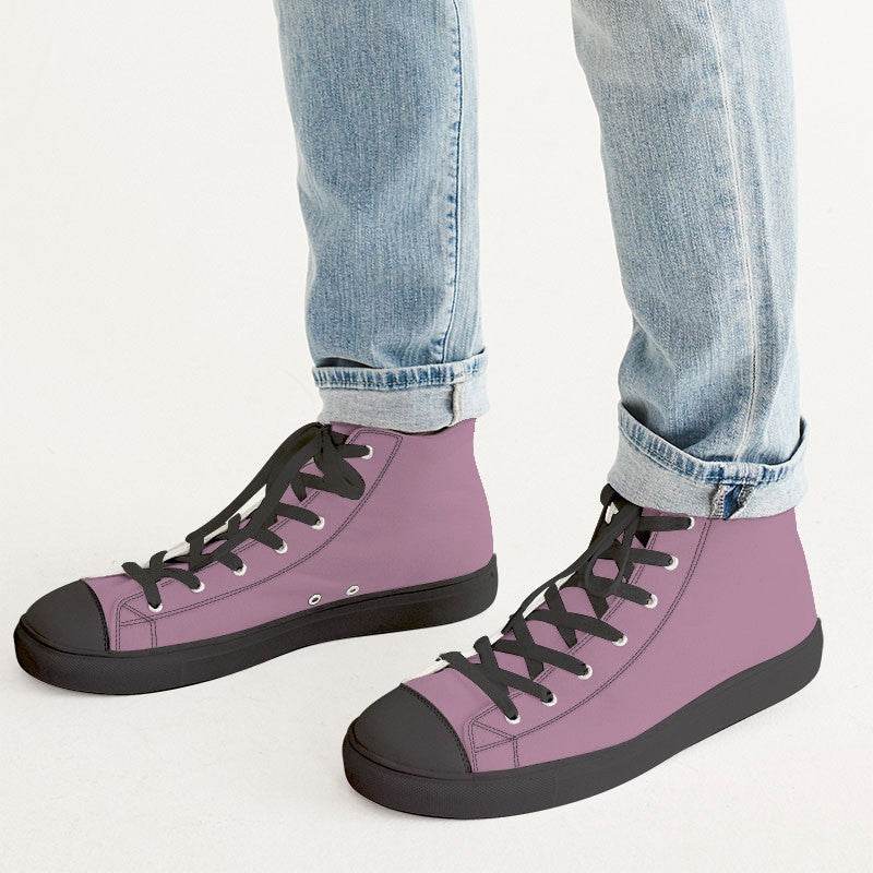 Medium-Light Fully-Muted Magenta Men's High-Top Canvas Sneakers (PIM2-FM-ML) - Man CloseUp