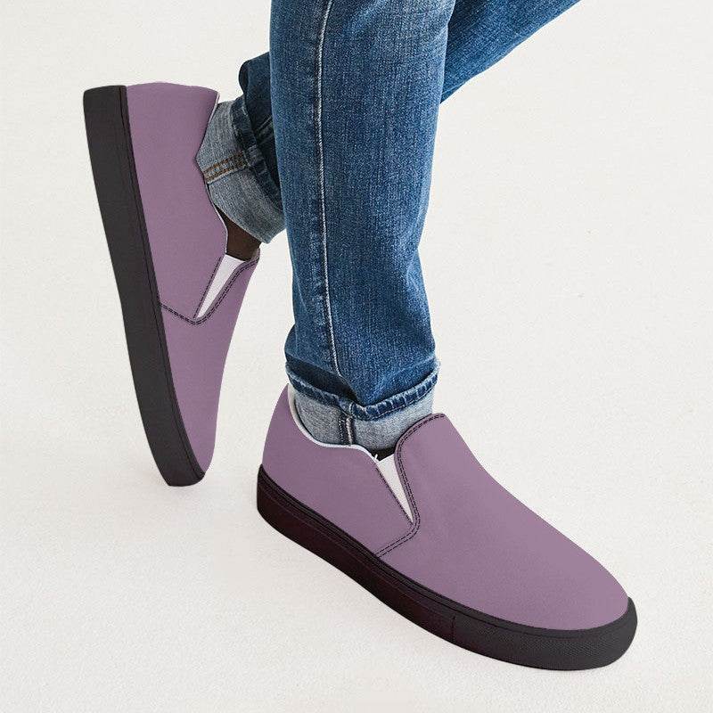 Medium-Light Fully-Muted Magenta Men's Slip-On Canvas Sneakers (M-FM-ML) - Man CloseUp
