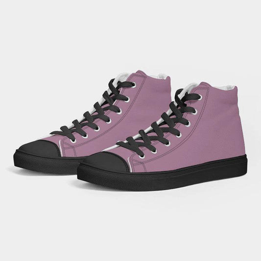 Medium-Light Fully-Muted Magenta Women's High-Top Canvas Sneakers (PIM2-FM-ML) - Side 3