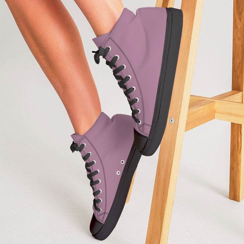 Medium-Light Fully-Muted Magenta Women's High-Top Canvas Sneakers (PIM2-FM-ML) - Woman CloseUp