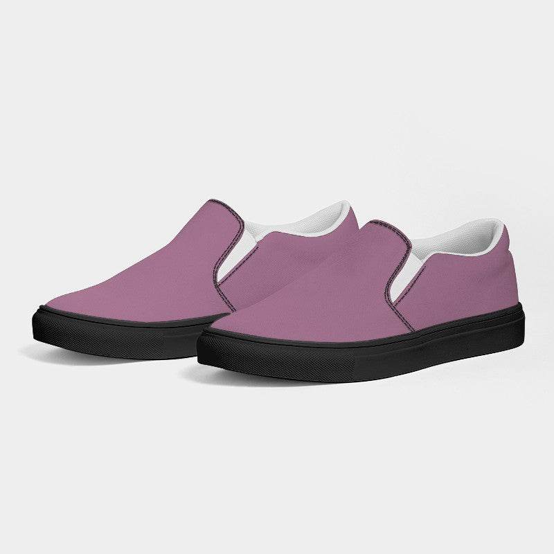 Medium-Light Fully-Muted Magenta Women's Slip-On Canvas Sneakers (PIM2-FM-ML) - Side 3