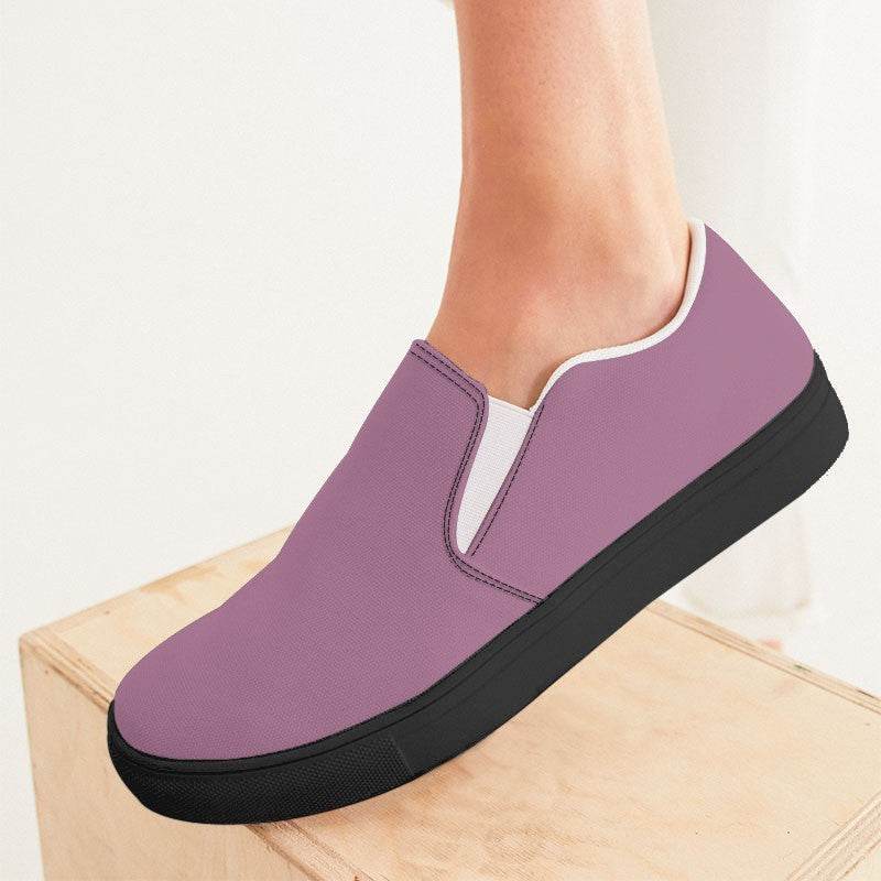 Medium-Light Fully-Muted Magenta Women's Slip-On Canvas Sneakers (PIM2-FM-ML) - Woman CloseUp