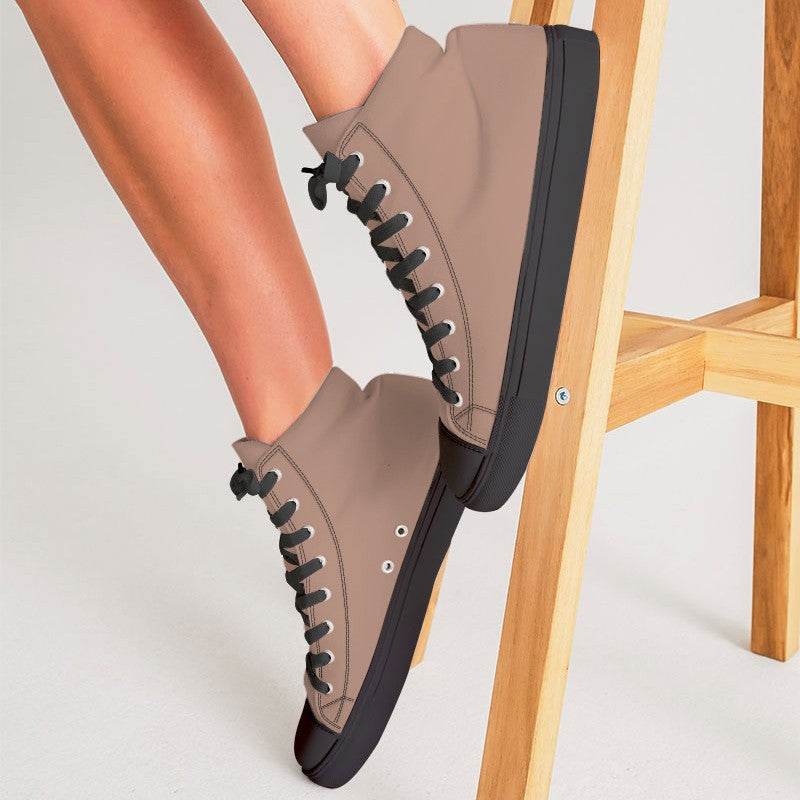 Medium-Light Fully-Muted Orange Women's High-Top Canvas Sneakers (OR2-FM-ML) - Woman CloseUp