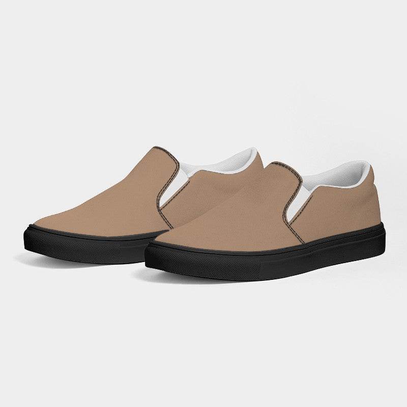 Medium-Light Fully-Muted Orange Women's Slip-On Canvas Sneakers (O-FM-ML) - Side 3