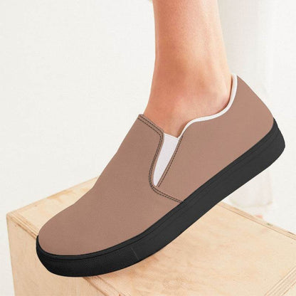 Medium-Light Fully-Muted Orange Women's Slip-On Canvas Sneakers (OR2-FM-ML) - Woman CloseUp