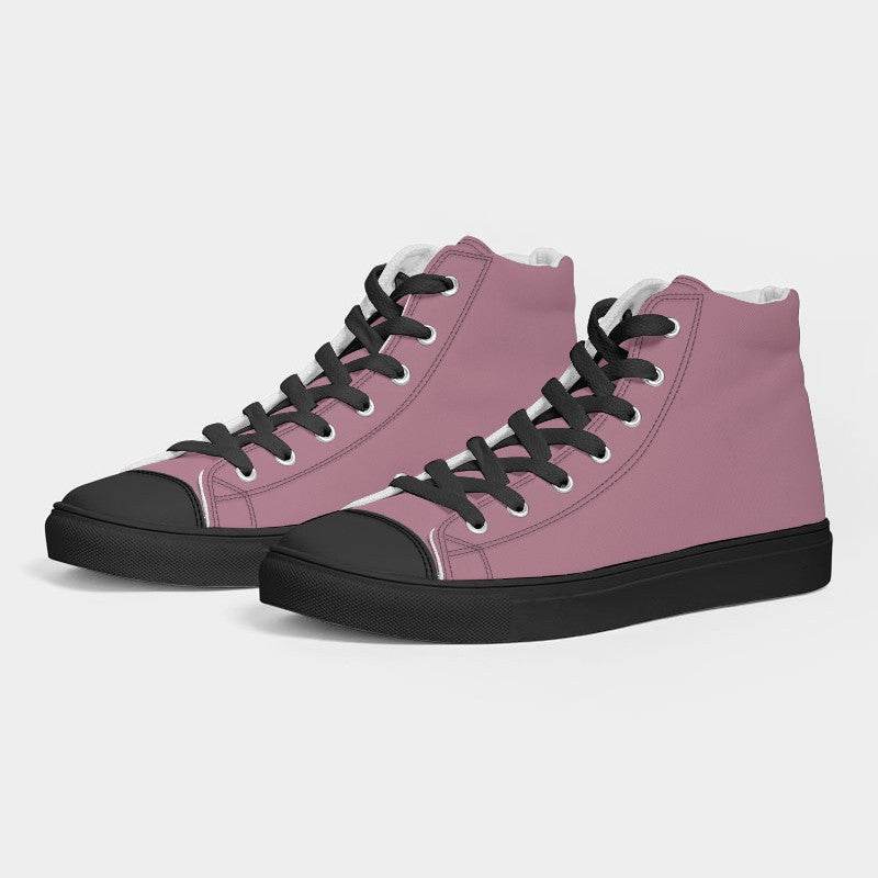 Medium-Light Fully-Muted Pink Women's High-Top Canvas Sneakers (PI-FM-ML) - Side 3
